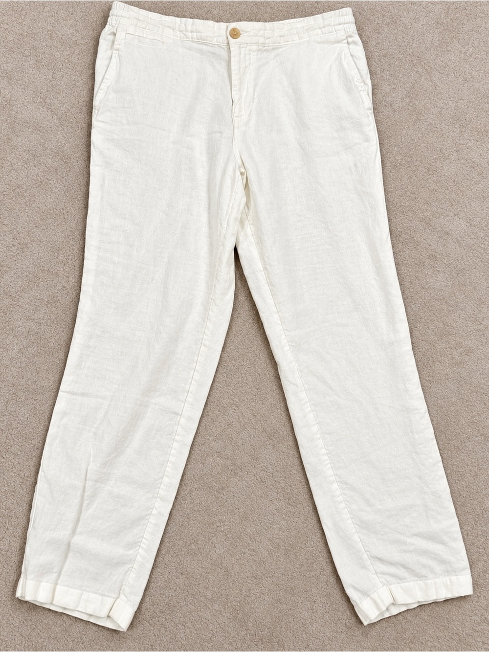 Panama Jack 100% Linen Pants Women’s L White Pull On Resort Coastal